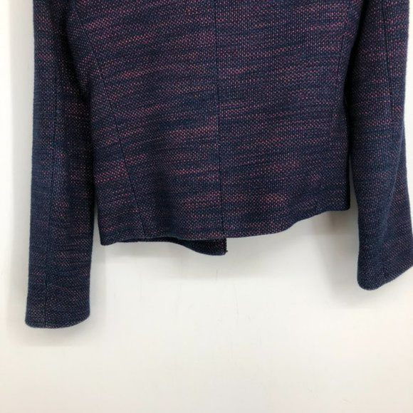 Sandro Valentin Blue and Red Tweed Blazer Jacket leather  shoulder chain details - Picture 10 of 16